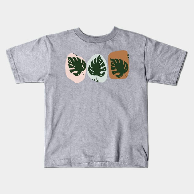 Monstera Leaf Kids T-Shirt by Designs by Katie Leigh